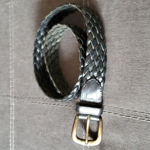 Vintage Nordstom black leather braided belt sz small
